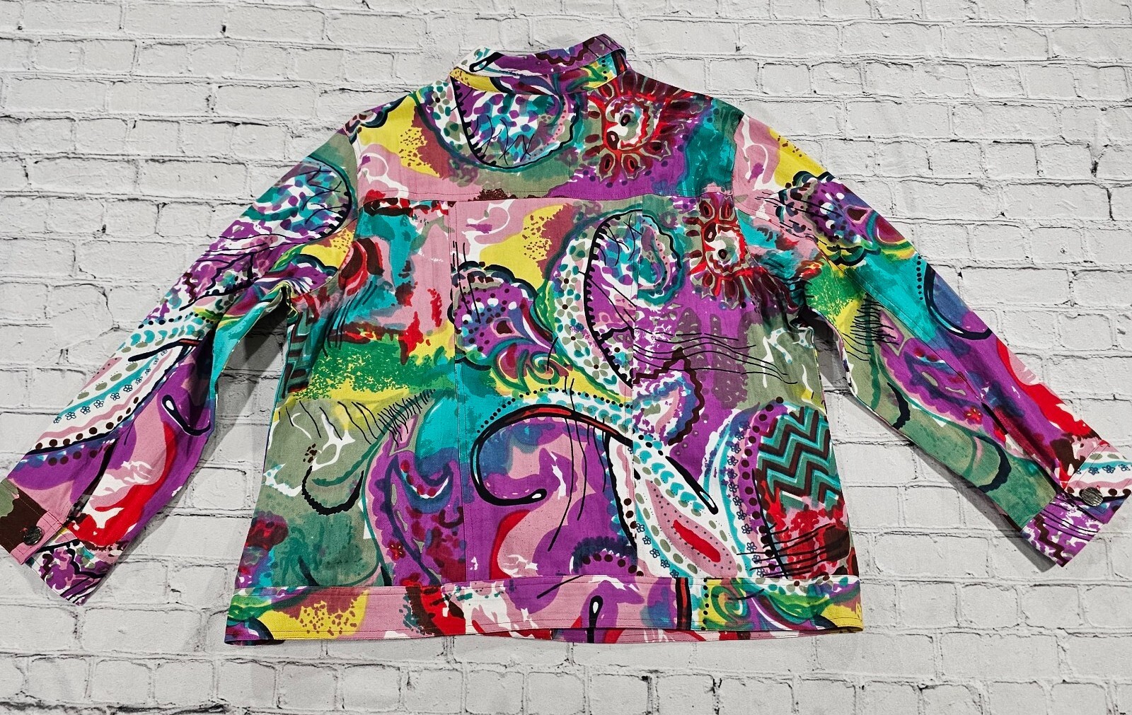 PHOOL Paint Splatter WOMENS SIZE PL Button Front … - image 9