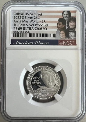 2022-S ANNA MAY WONG .999 Silver Proof Quarter PF69 Ultra Cameo NGC