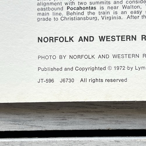 VTG NORFOLK & WESTERN RW 609 POCAHONTAS TRAIN 9x6 Photo Postcard VANISHING VISTA - 第 6/7 張圖片