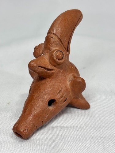 South American Ocarina Flute, Bird Shaped Clay Pre-Columbian Style Sounds Great
