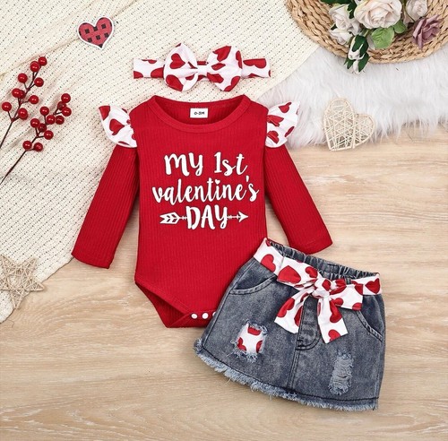 My First Valentine Day Outfit Infant Baby Girl, 6-9 Months - Picture 2 of 9