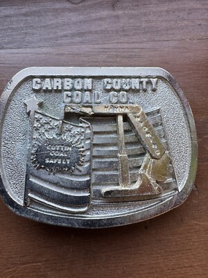 Carbon County Coal Mine Miner Mining Vintage Belt Buckle