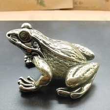 Solid Brass Frog Figurine Statue House Office...