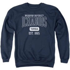 Washburn University Adult Crewneck Sweatshirt Circle Logo, Navy, S-3XL