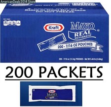 200 Packets - Kraft Real Mayo Mayonnaise Single Serve Packets 0.4375 oz EACH