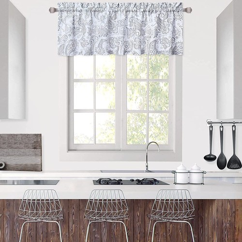 Kitchen Valances Floral Damask Cafe Curtain Short Paisley - Picture 9 of 17