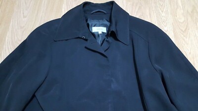 Marks & Spencer Long Overcoat Trench Rain Coat Jacket Black Size 14