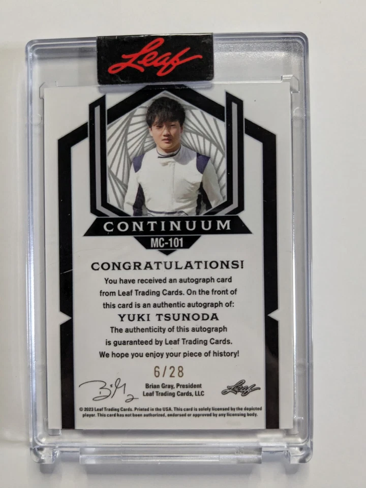 YUKI TSUNODA Auto 2023 Leaf CONTINUUM Online Exclusive Racing Autograph # 6/28 - Image 2 of 2