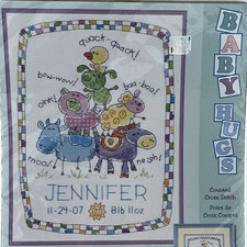 Dimensions Counted Cross Stitch Baby Hugs Farm Friends Birth Record 73259 2007