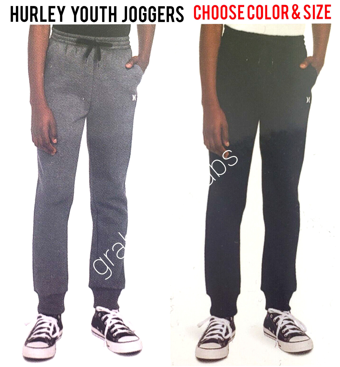 NEW HURLEY YOUTH FLEECE JOGGER PANTS SWEATPANTS SOFT BLACK O