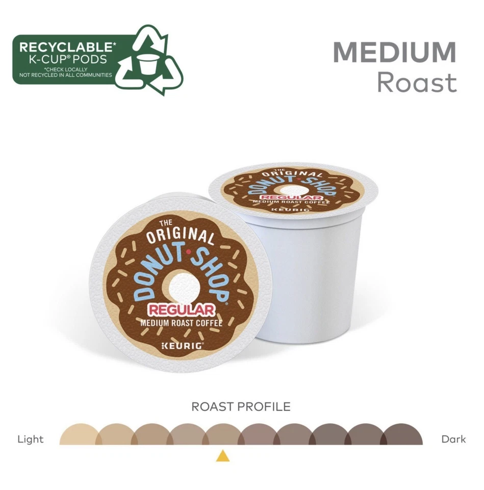 KEURIG THE ORIGINAL DONUT SHOP REGULAR TOSTADO MEDIO CAFÉ K TAZA VAINAS - 80 ct. Foto 3 de 4