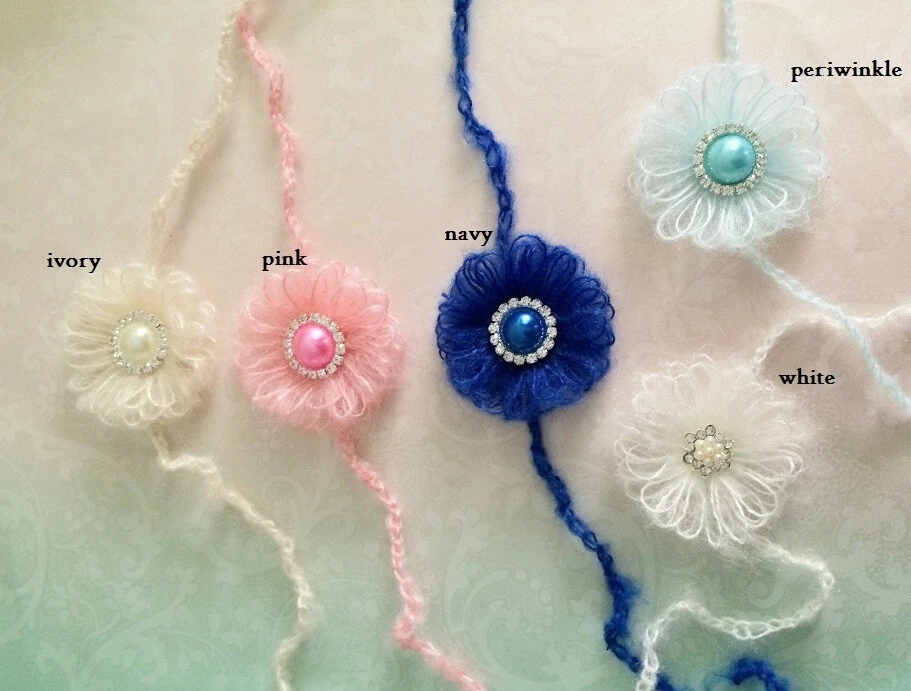 * Diadema súper suave con corbatas de mohair para recién nacidos bebés niñas foto utilería  Foto 2 de 4
