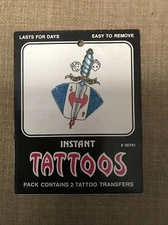 Vintage Forum Novelties Instant Transfer Tattoos Set of 2 Dagger Cards Dice 1992