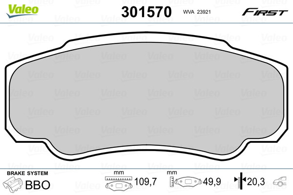 301570 VALEO Brake Pad Set, disc brake for CITROËN,FIAT,PEUGEOT