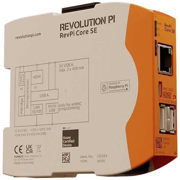 Revolution Pi by Kunbus PR100365  RevPi Core SE 8 GB  Modulo di controllo PLC 24