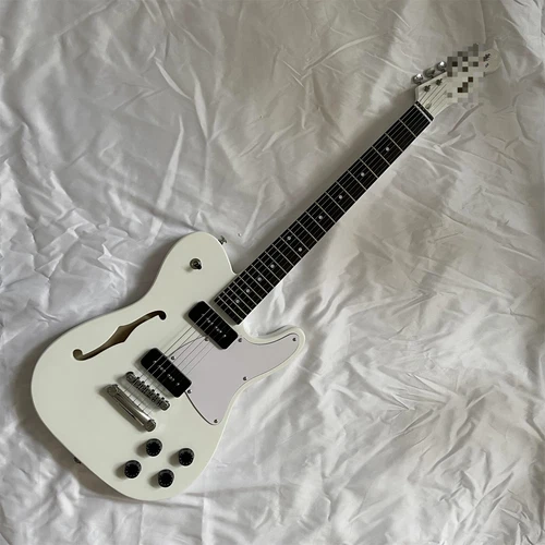 TL Electric Guitar P90 Pickup Rosewood Fretboard White 6 String Semi Hollow Body