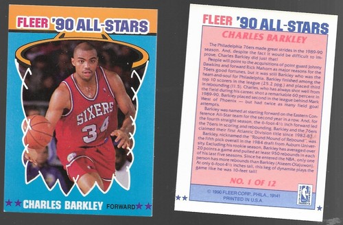 Fleer All Stars 1990 Charles Barkley 1 de 12 Philadelphia 76ers baloncesto - Imagen 11 de 12