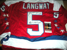 ROD LANGWAY WASHINGTON CAPITALS,2X NORRIS TROPHY,HOF 02 JSA/COA SIGNED JERSEY