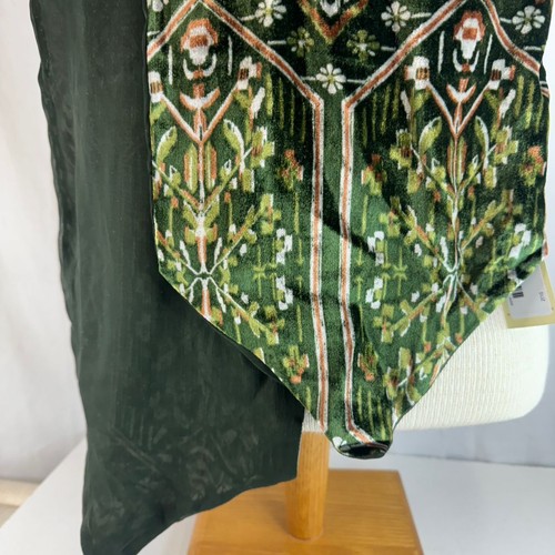 Collection18 Pine Green Velvet Slimmy Ikat Polyester Scarf 72" Long 10" Wide - Picture 5 of 8