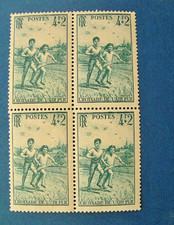 France 1945 variété, N° 740 ** 4T au lieu de 4F+2 Bloc de 4  Superbe