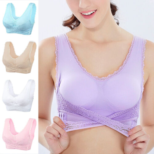 Lace Front Bra Underwear Beauty Back Tank Top Sports Bra Gather Cross Comfort  - Picture 1 of 23