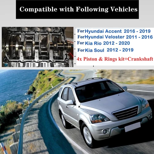 G4FD Crankshaft&Con Rod+Bearing& Piston Kit For Hyundai Accent Kia Rio Soul 1.6L - Picture 2 of 11
