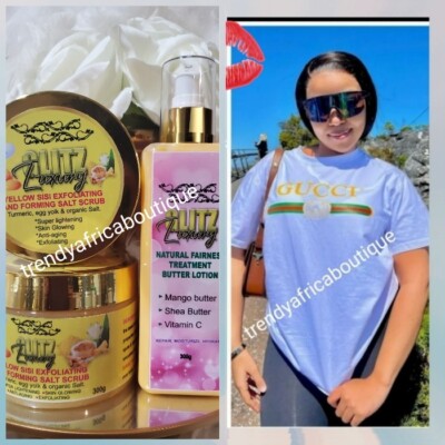 1 jar Glitzluxury yellow sisi Turmeric salt scrub & NATURAL FAIRNESS BUTTER   