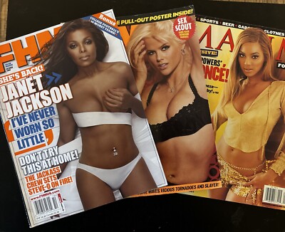  3Pck-FHMOct2006/Janet Jackson,FHMJuly2004/AnnaNicoleSmith,MaximAug2002/Beyonce