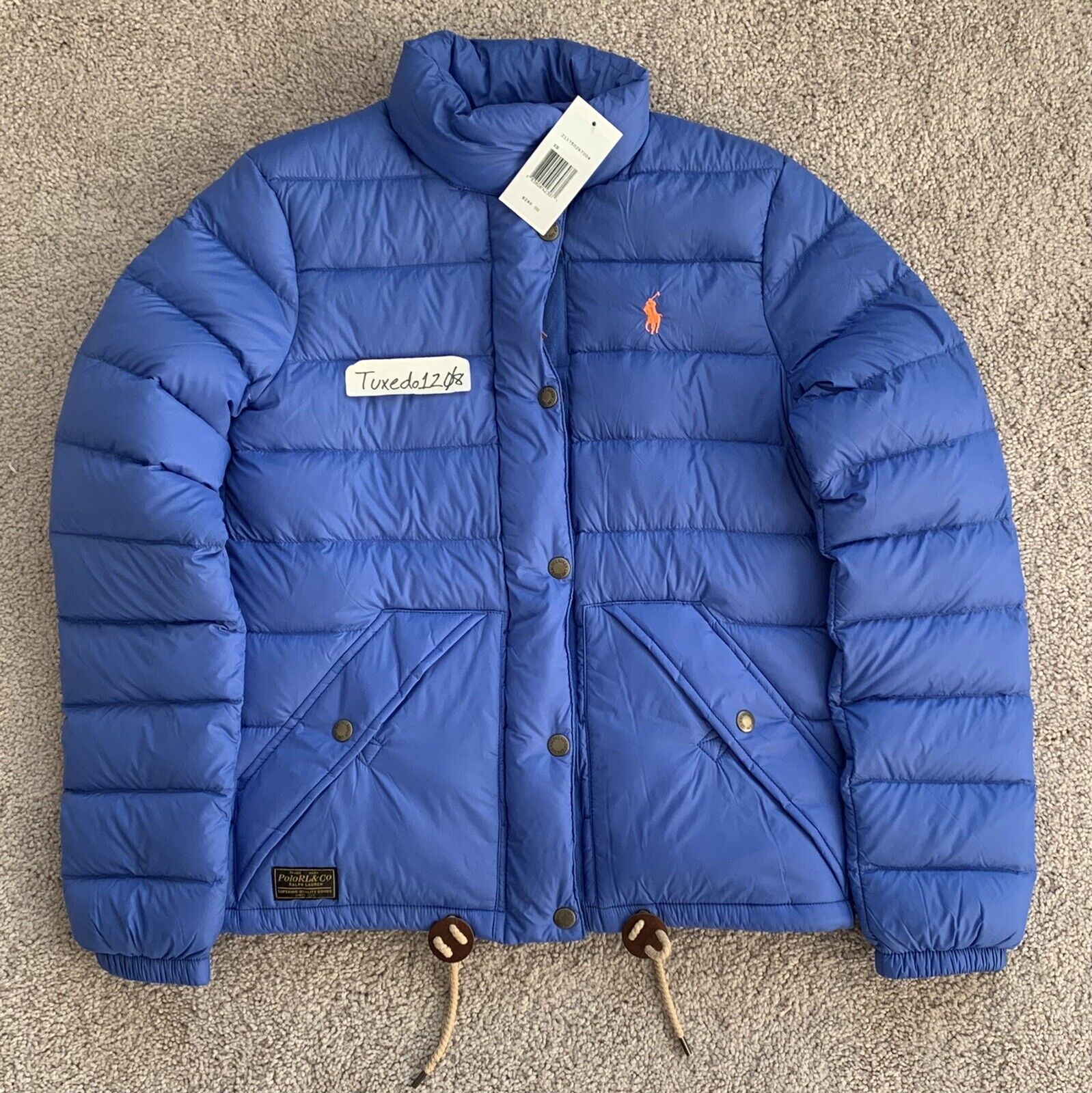 New! Women's Polo Ralph Lauren Quilted Nylon Puffer Down Jacket Light Blue  sz XS | eBay