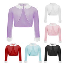 Kids Girls Crop Top Bridesmaid Cardigan Flower Sweaters Bolero Irregular Hem