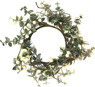 25 cm Mistelkranz - kleine weihnachtliche Türdeko mit Blättern & weißen Beeren