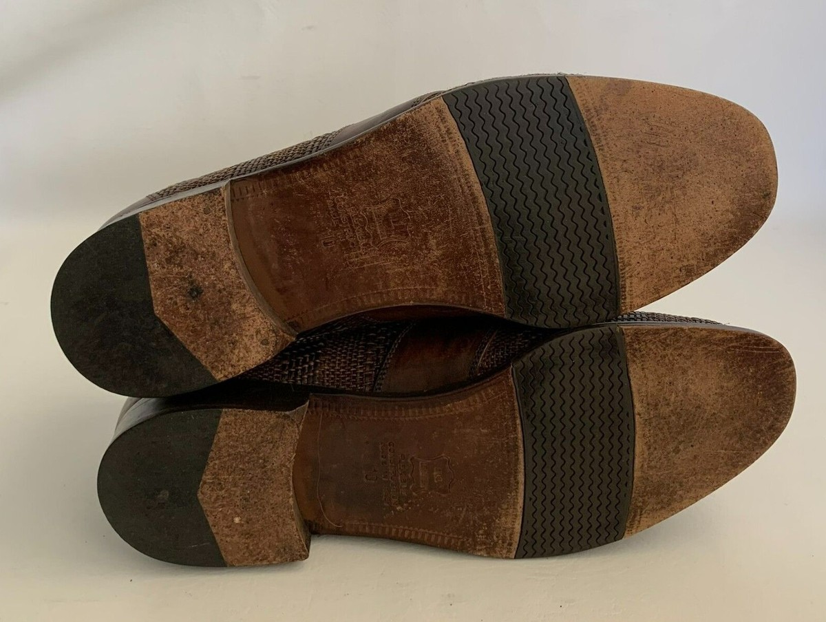 Vito Rufolo Loafers Brown Leather Woven Print Tassel Kiltie  display picture 1