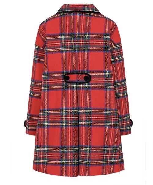 Hell Bunny Red A-line Swing Coat Stanley Plaid Coat New