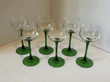 Vintage Wine Glasses Green Stem Luminarc France Cordial Dessert Wine Glass 