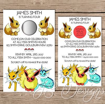 Eevee Pokémon Card Birthday Invitation Amazing Price 6.00$