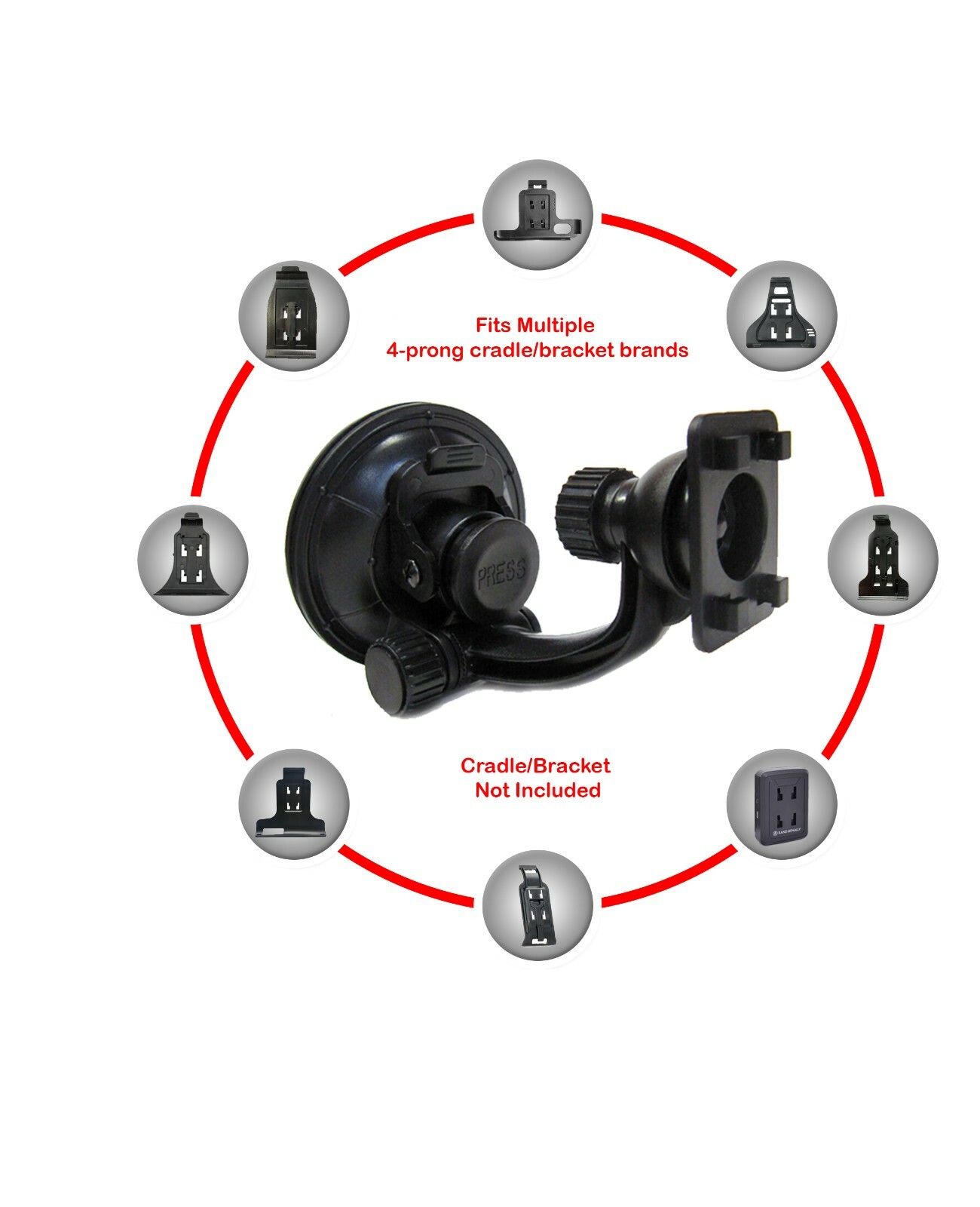 Car Windshield Suction Cup Mount For 7" Floureon Putai Outad Hieha GPS - SCMT