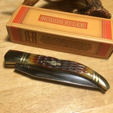 Rough Ryder Jigged Honey Bone French Tickler Mid Lock 4 1/8" Pocket Knife RR204