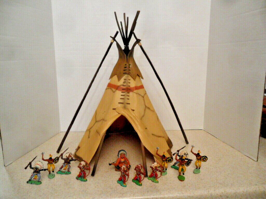 😎 Schleich Germany Native American Tipi 42011 Teepee Elastolin & Other Indians