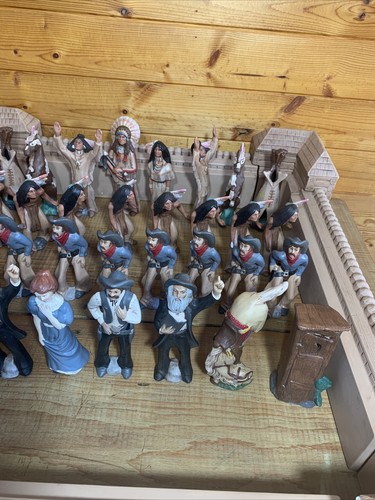 "SELTENES VINTAGE COWBOYS VS INDIANER SCHACHSET - großes Keramik-Set 24,5"" x 24,5"" - Bild 12 von 12