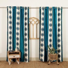 2PC Lourd Épais Floral Œillet Panneau Fenêtre Rideaux Black-Out Flocage