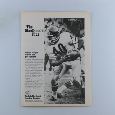 1969 Gale Sayers Chicago Bears Vintage 1969 E.F. MacDonald Original Print Ad