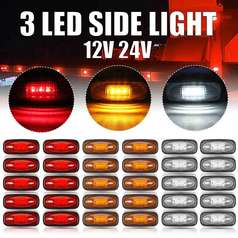 LED CLEARANCE LIGHTS SIDE MARKER LAMP AMBER RED WHITE TRAILER TRUCK CARAVAN RV - image 4 of 4