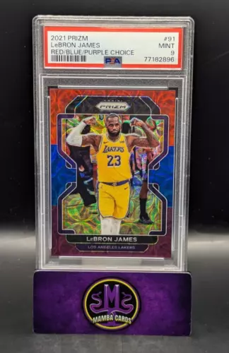 2021 Panini Prizm LeBron James Red Blue Purple Choice /15 PSA 9 MINT LAKERS SSP