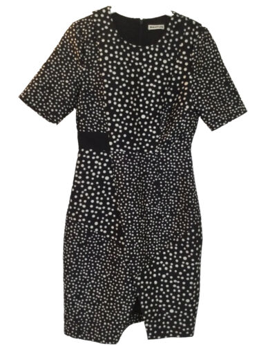 BN Whistles Black/White Polka Dot Patterned Wool/ Silk Mix Shift Dress Size 8 - Picture 1 of 14