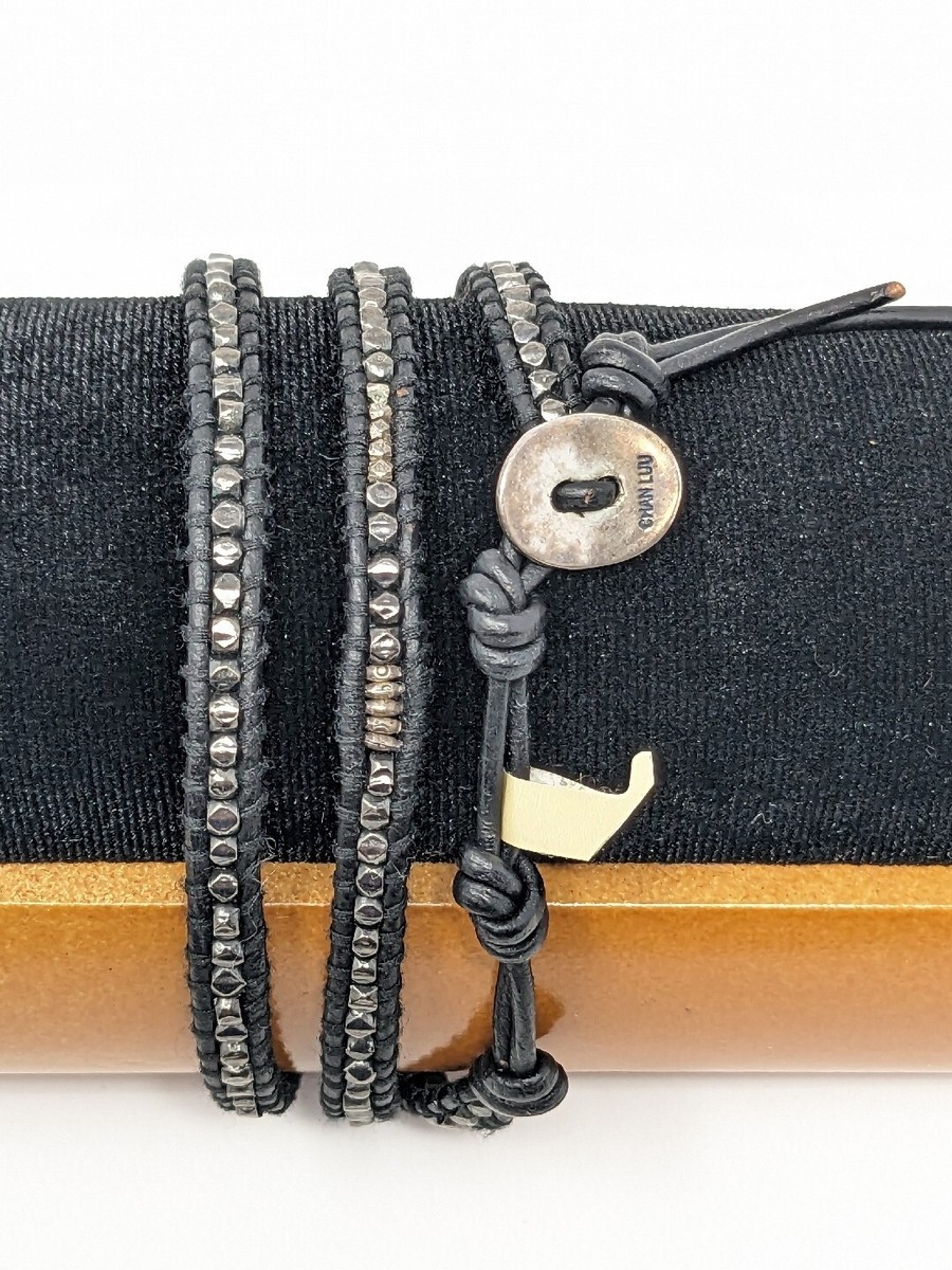 Chan Luu Wrap Bracelet Sterling Silver Nuggets Natural Black Chan Luu Wrap Bracelet Sterling Silver Nuggets Natural Black