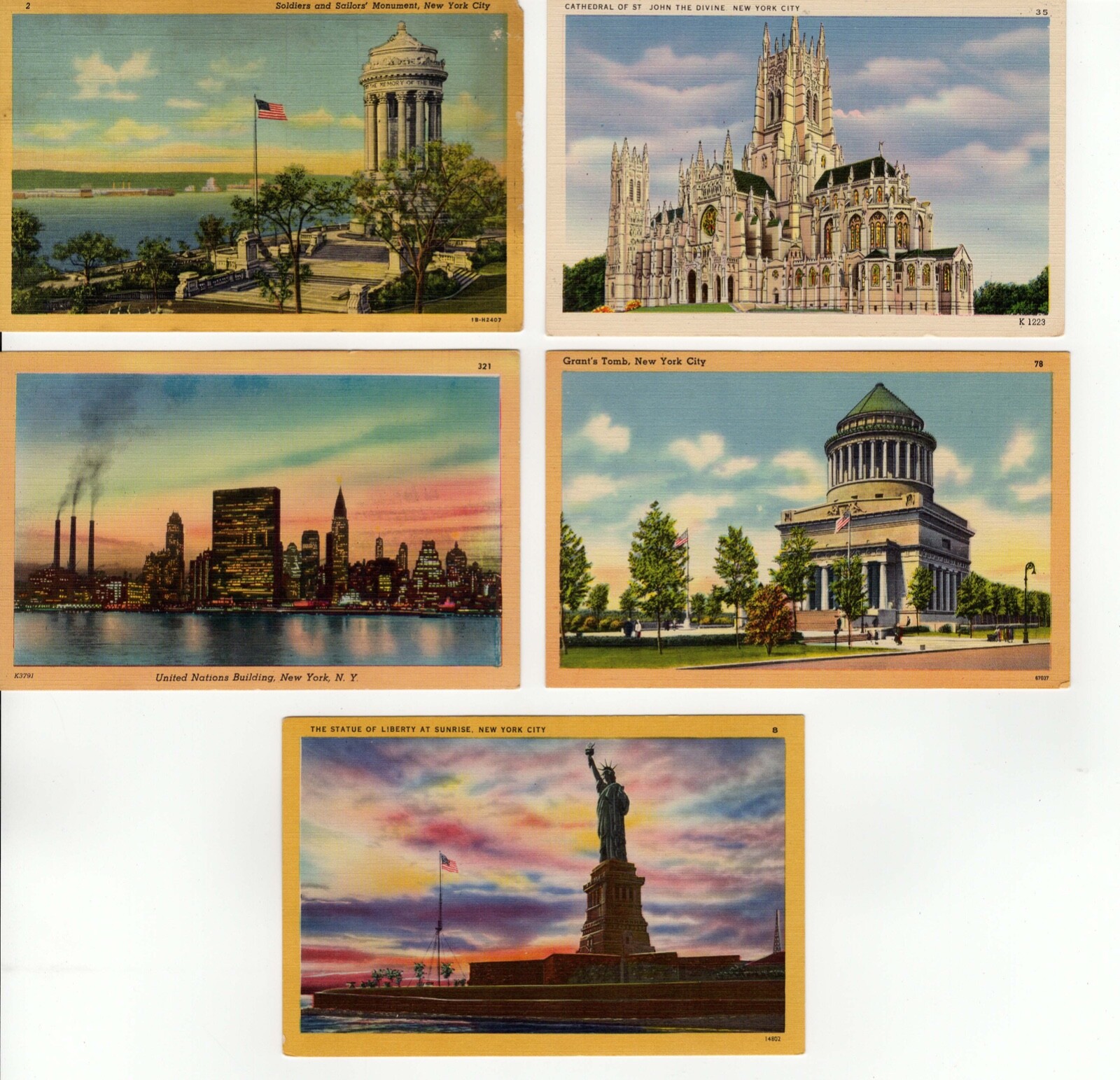 Vintage NYC Linen Postcards by Acacia Card Co. (5 Cards)