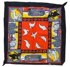 Vintage Halloween Bandanna Scarf Ghosts Skeletons Witches Black Cats Pumpkins US