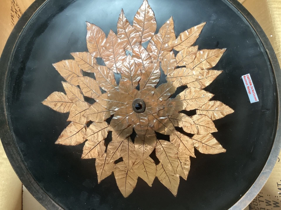 LÁMPARA DE ARAÑA de hierro forjado iluminado ámbar tallado hojas Foto 3 de 4