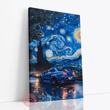 VAN GOGH NISSAN GTR R34 SKYLINE STARRY NIGHT LIVING ROOM WALL ART CANVAS PRINT