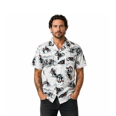 Harley-Davidson Herren Hemd Weiß Twisty Aloha Print Kurzarm (345)